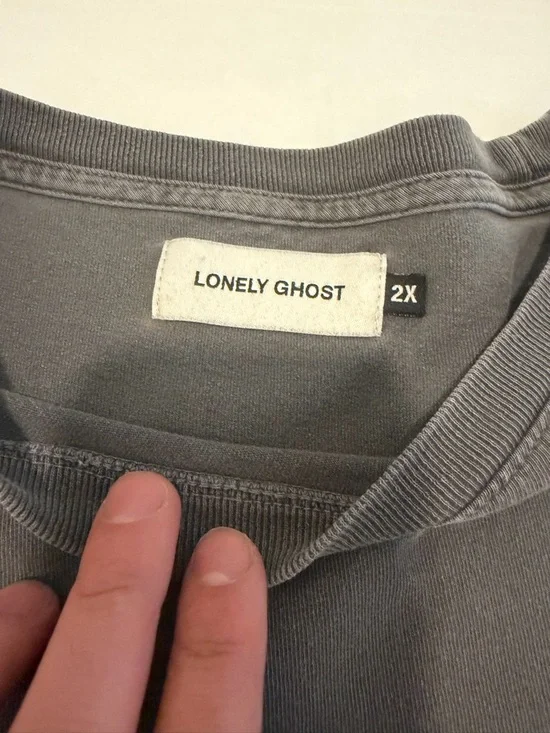 Lonely Ghost You Feel Like Home Boxy Tee 2X Gray Acid Wash Graphic - Picture 2 of 3